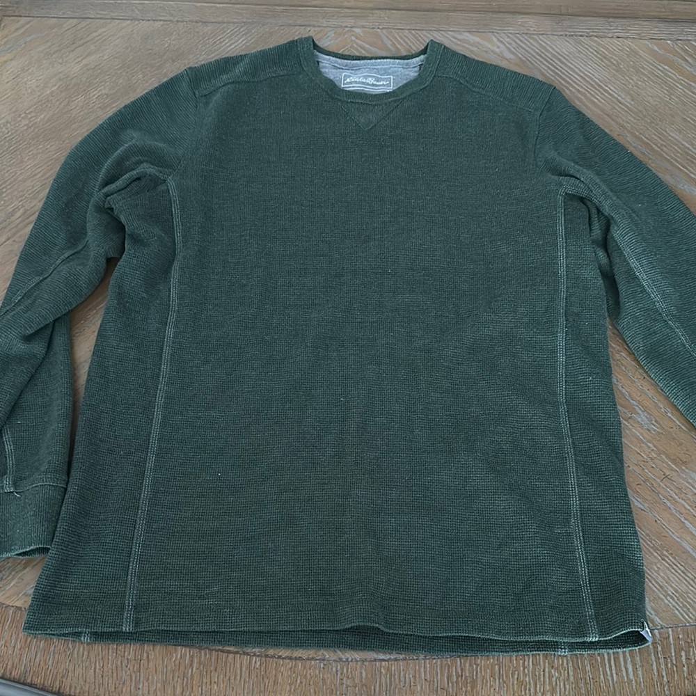 Eddie Bauer Green and Gray Crewneck Sweater